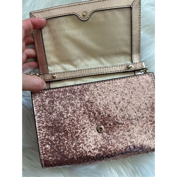 KATE SPADE NEW YORK pale pink GLITTER crossbody bag retails for $350 - Picture 4 of 9